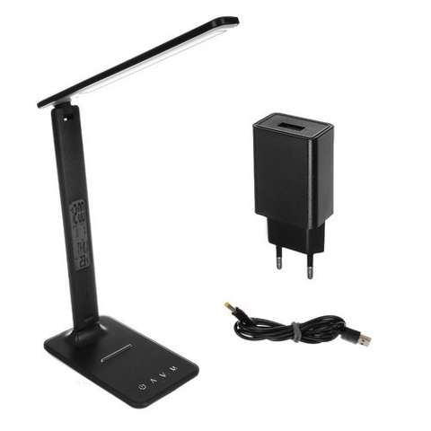 Desk lamp with weather station-black