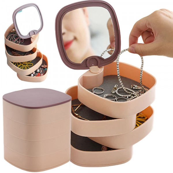 Organizer box for cosmetics jewelry mirror