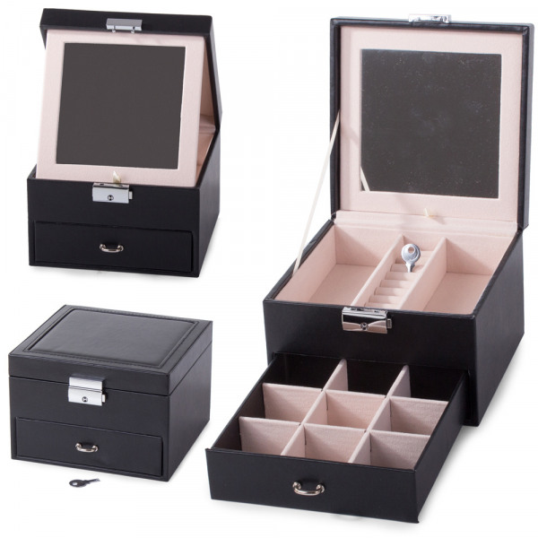 Jewelery box organizer box trunk black