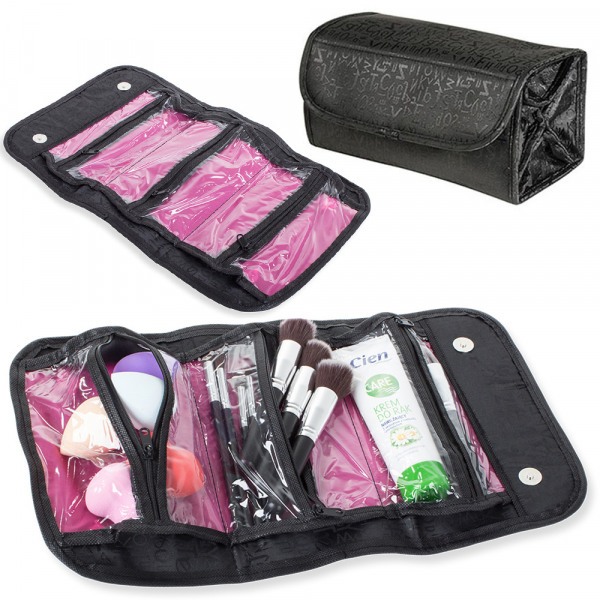 Cosmetic bag roller travel organizer for cosmetics