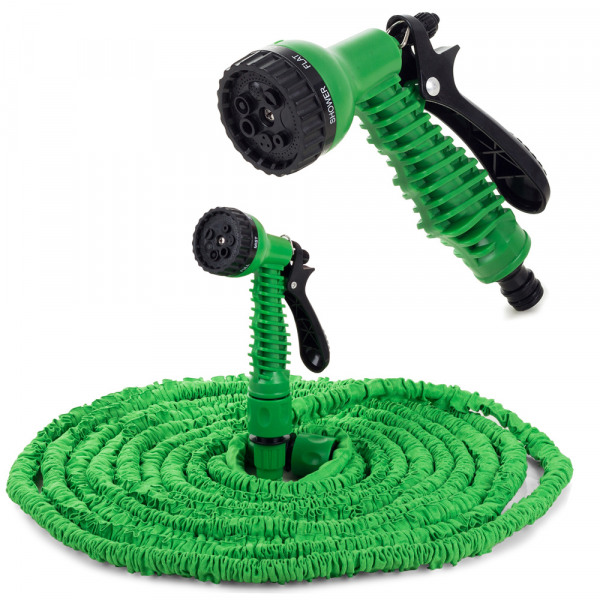 The garden hose is a stretchable gun with a capaci