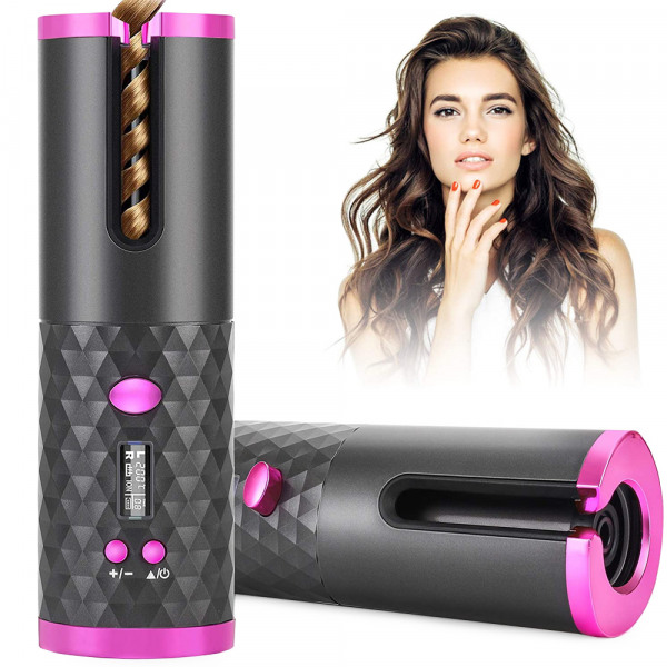 Rotating lcd automatic hair curler