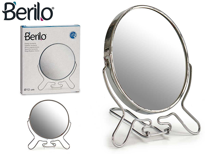 Premier Housewares Free Standing Mirror Anti- Fog Bathroom Mirror Magnifying Circle Mirror Makeup Mirror Round Mirror ,Silver,H18 cm x W15 cm x D9 cm