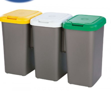 set of 3 recycling bins 77x32x47,5 cm