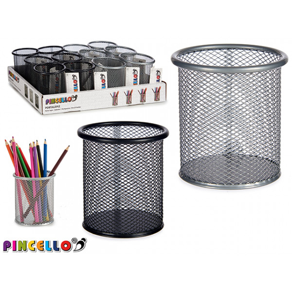 round metal pencil holder, colors 2 times assorted