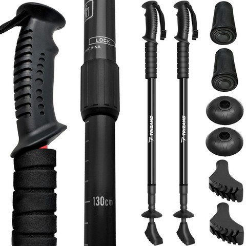 Black trekking poles +accessories-set of 2